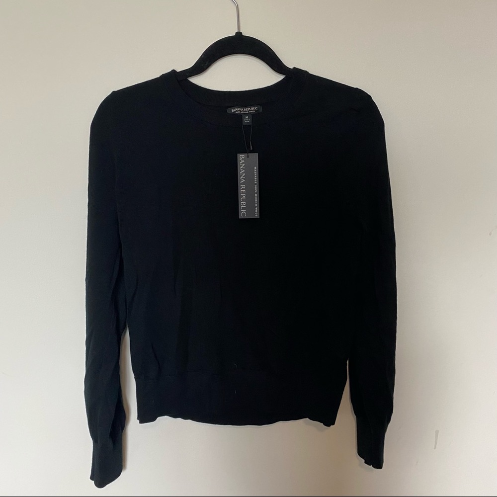 Banana Republic 100% Merino Wool Black Sweater